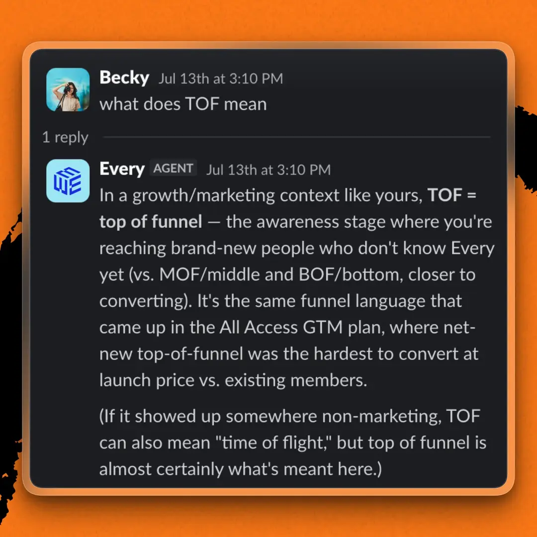 Every Agent explains unfamiliar terms in context. (Screenshot courtesy of Becky Isjwara.)